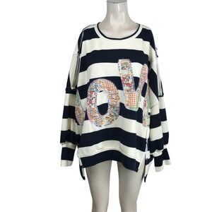 BiBi Navy and White Striped Sweatshirt
